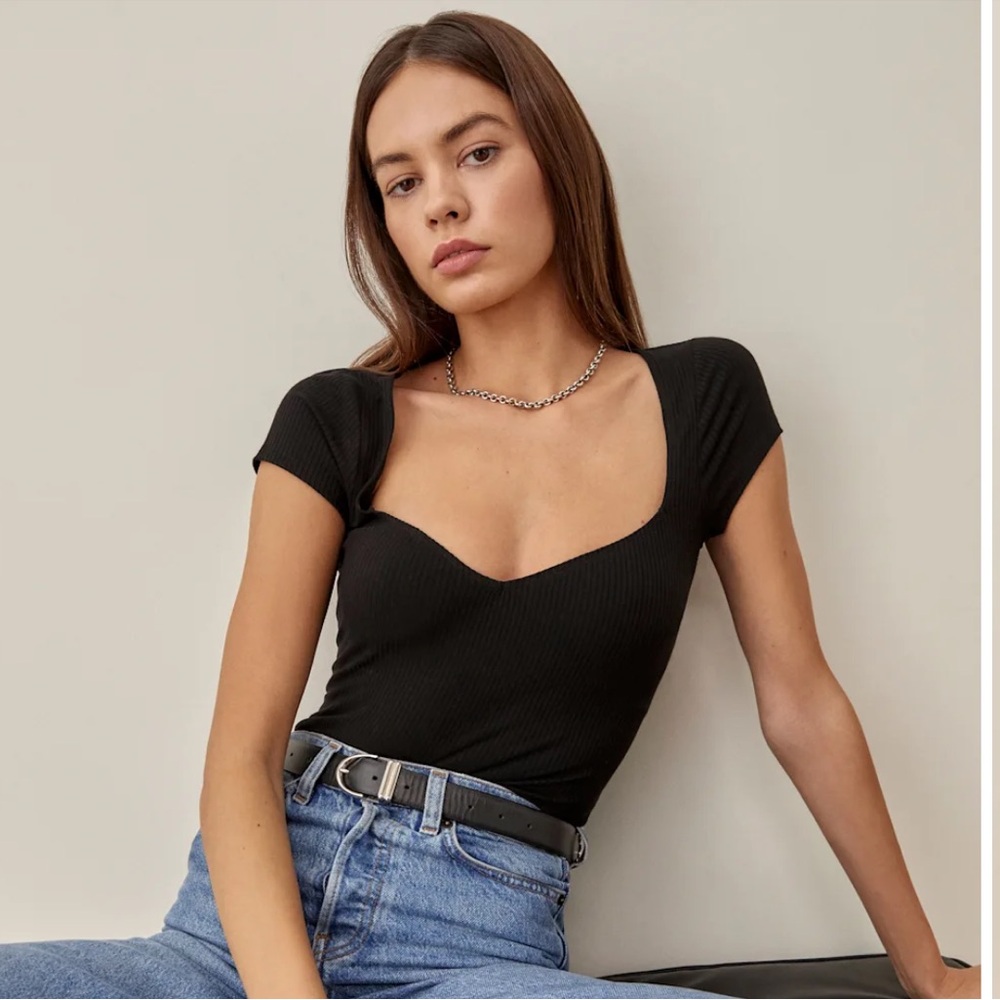Reformation Zya Knit Top in Black